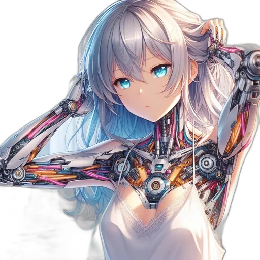 robot, jewelry, sword, weapon, cyberpunk, anime, fantasy art, concept art transparent PNG cut-out