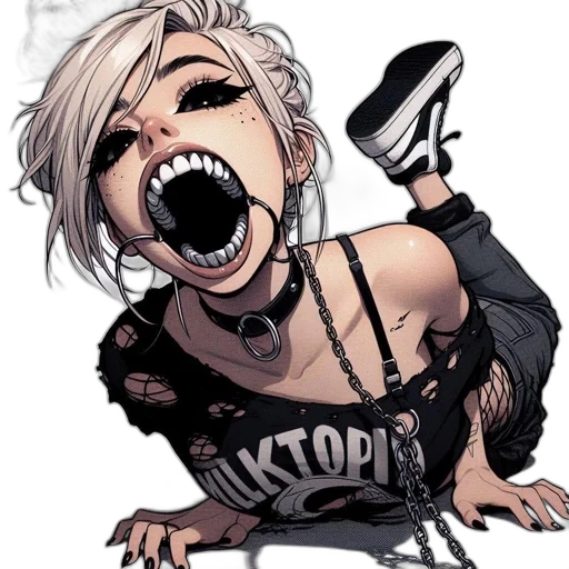 face, creature, comic book art, cartoon, concept art, cyberpunk, dark, monochrome transparent PNG cut-out