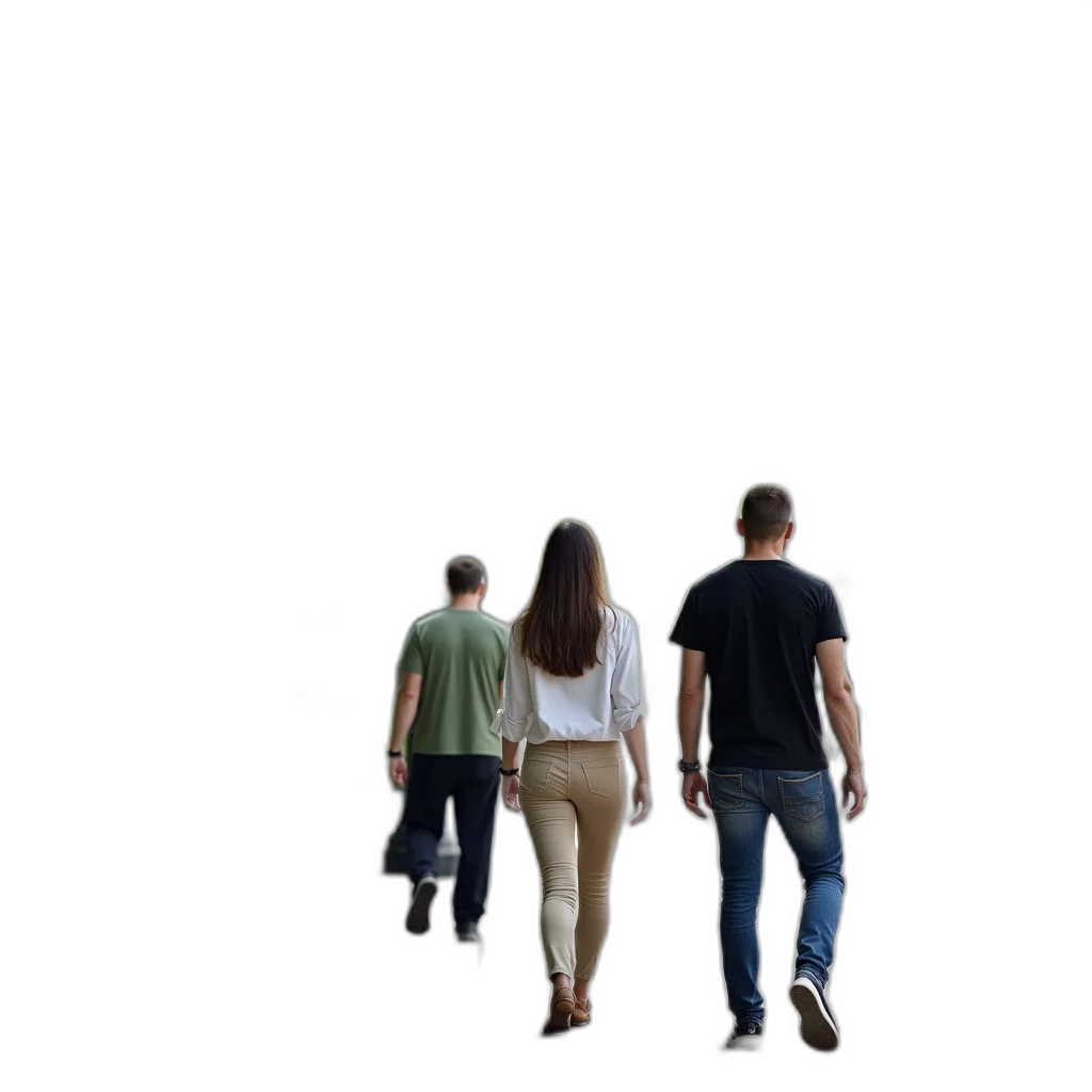 3d render, photorealistic, concept art, outer space, man, black, shirt, jeans transparent PNG cut-out