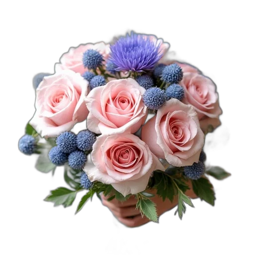 flower, crown, jewelry, photorealistic, 3d render, blue, pastel, colorful transparent PNG cut-out