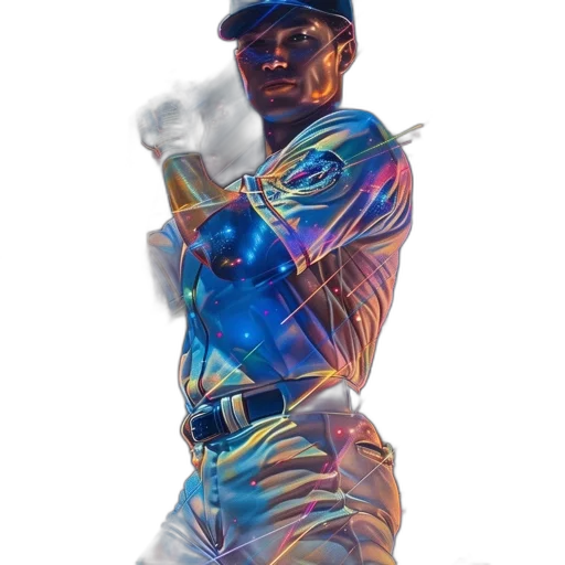 vaporwave, pastel, baseball, player, white, uniform, cap, prepares transparent PNG cut-out