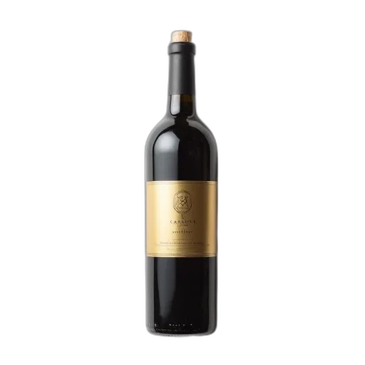 bottle, caracter, wine, golden, label, cork, stopper, placed transparent PNG cut-out