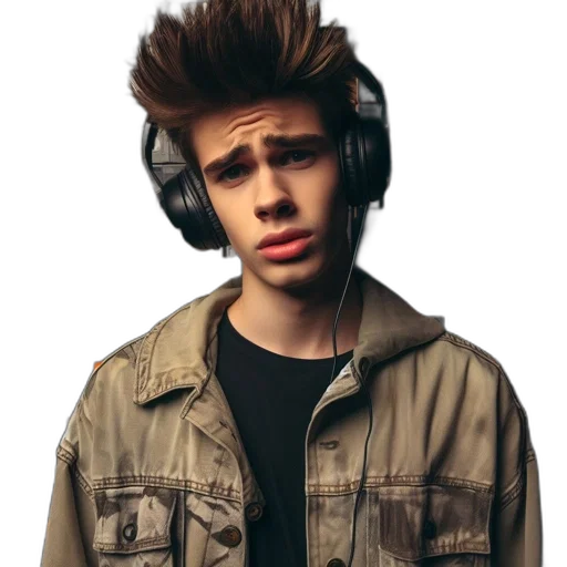 jacket, hair, face, photorealistic, cartoon, 3d render, concept art, young transparent PNG cut-out
