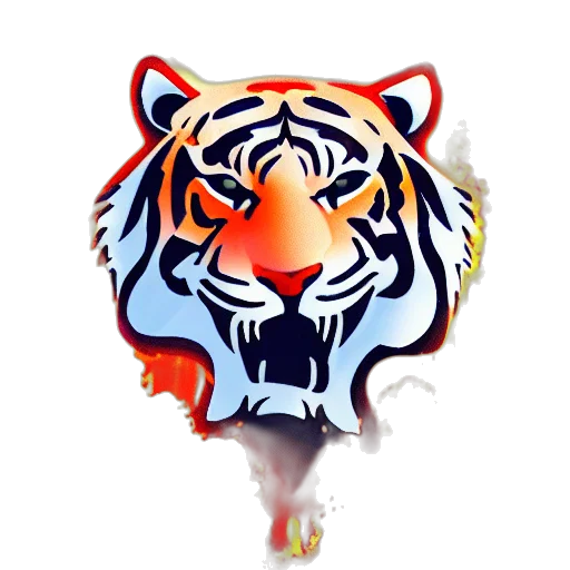 animal, 3d render, concept art, fantasy art, pixel art, flaming, tiger, digital transparent PNG cut-out