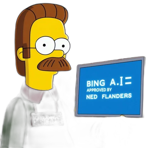 robot, 3d render, cartoon, pixel art, ned, flanders, simpsons, stands transparent PNG cut-out