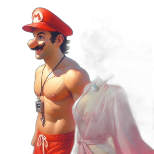 concept art, fantasy art, pixel art, comic book art, red, monochrome, mario, princess transparent PNG cut-out