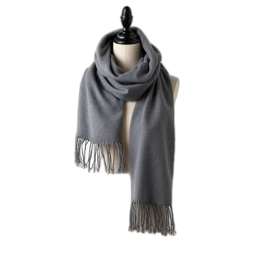 monochrome, earth tones, dark, grey, scarf, fringe, details, draped transparent PNG cut-out