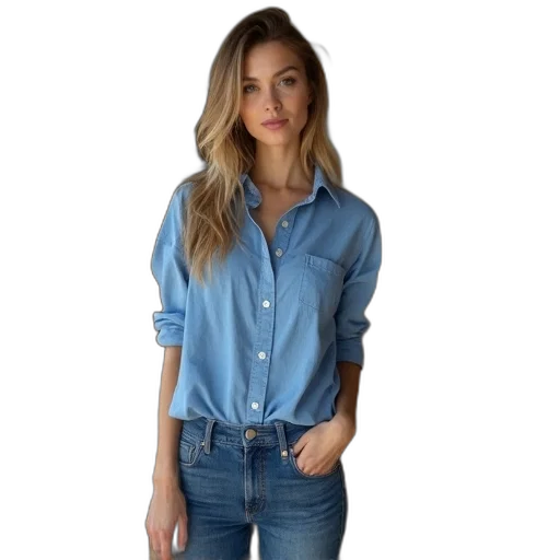 jacket, jewelry, dress, staff, photorealistic, blue, woman, shirt transparent PNG cut-out