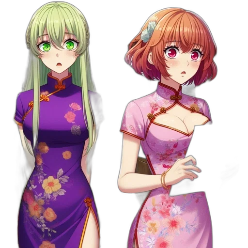 dress, anime, concept art, pixel art, fantasy art, green, colorful, neon transparent PNG cut-out