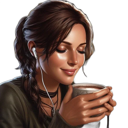 jewelry, photorealistic, fantasy art, concept art, comic book art, earth tones, woman, relaxes transparent PNG cut-out