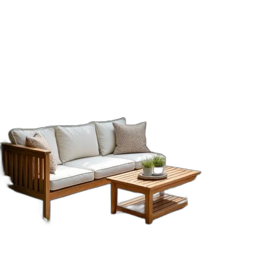 furniture, 3d render, photorealistic, concept art, earth tones, monochrome, wooden, garden transparent PNG cut-out