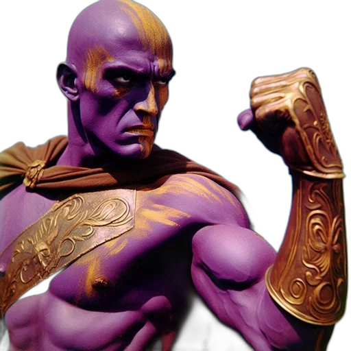 concept art, comic book art, fantasy art, 3d render, individual, purple, appearance, gold transparent PNG cut-out
