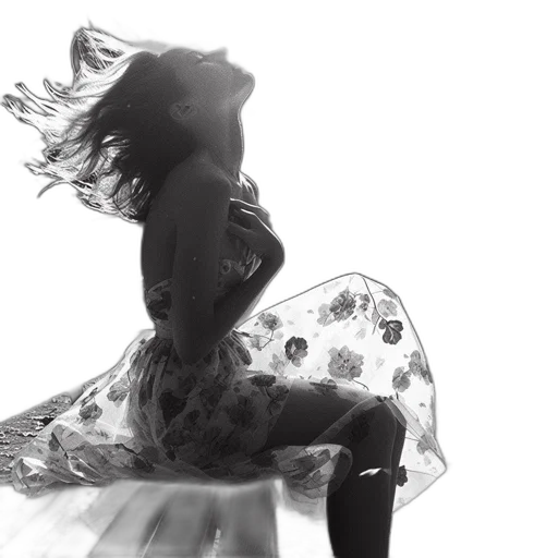 dress, flower, shoes, hair, concept art, photorealistic, 3d render, pencil sketch transparent PNG cut-out