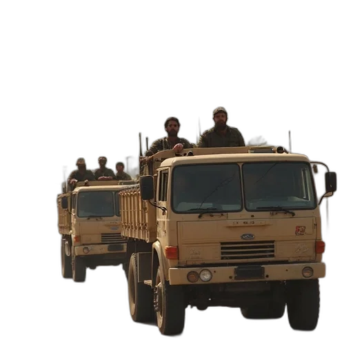 weapon, army, trucks, carry, iraqi, troops, through, town transparent PNG cut-out