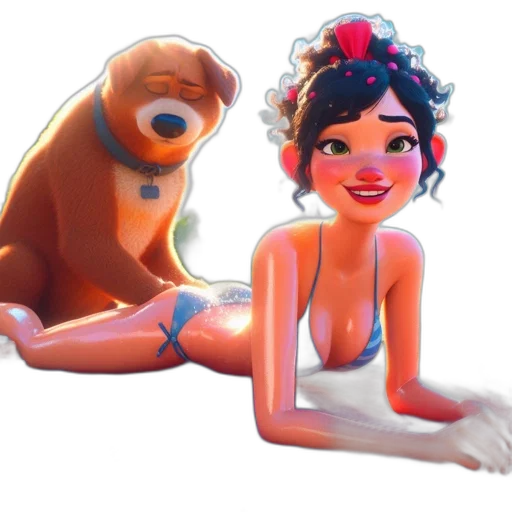 concept art, cartoon, fantasy art, 3d render, underwater, snow, neon lights, young transparent PNG cut-out