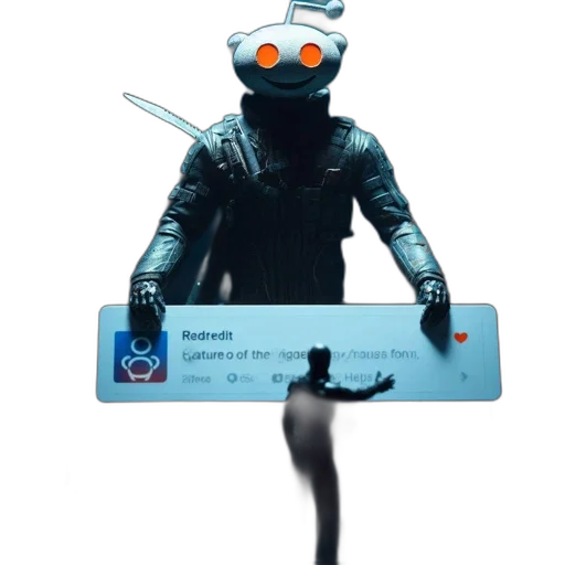 robot, staff, weapon, sword, concept art, cyberpunk, vaporwave, 3d render transparent PNG cut-out