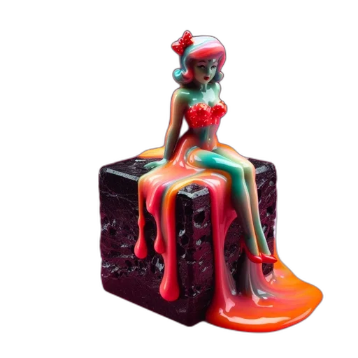 jewelry, concept art, 3d render, underwater, outer space, red, female, figurine transparent PNG cut-out