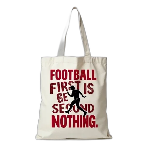 white, tote, bag, red, black, graphic, design, reads transparent PNG cut-out
