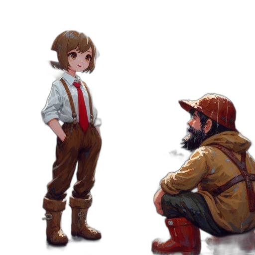 jacket, staff, robot, concept art, pixel art, fantasy art, photorealistic, forest transparent PNG cut-out