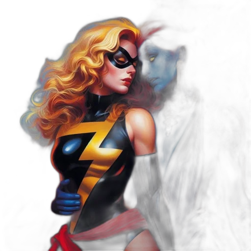 comic book art, concept art, fantasy art, photorealistic, neon lights, two, female, superheroes transparent PNG cut-out