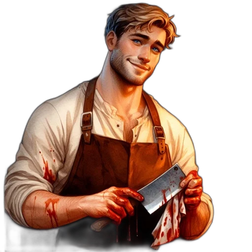 staff, food, pixel art, photorealistic, concept art, fantasy art, young, man transparent PNG cut-out