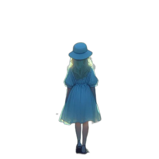 dress, hat, umbrella, jacket, concept art, 3d render, anime, pixel art transparent PNG cut-out