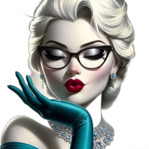 jewelry, cartoon, comic book art, photorealistic, fantasy art, elegantly, adorned, woman transparent PNG cut-out