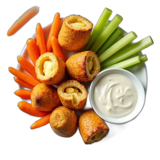 food, plate, assorted, finger, foods, including, cheese, rolls transparent PNG cut-out