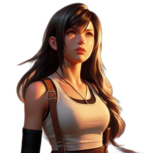fantasy art, concept art, photorealistic, 3d render, animated, female, character, black transparent PNG cut-out