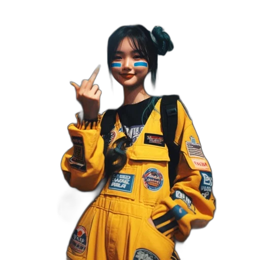 jacket, face, dress, robot, concept art, cyberpunk, pixel art, anime transparent PNG cut-out