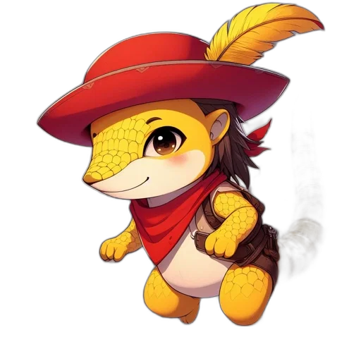 dragon, hat, staff, fantasy art, pixel art, concept art, cartoon, anthropomorphic transparent PNG cut-out