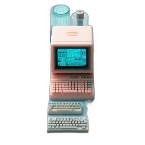 robot, furniture, weapon, animal, vaporwave, 3d render, cyberpunk, pastel transparent PNG cut-out