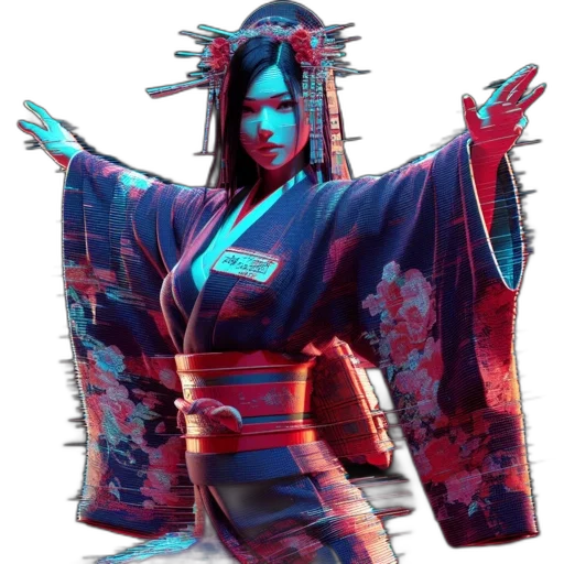 dress, staff, jacket, dragon, concept art, vaporwave, fantasy art, 3d render transparent PNG cut-out