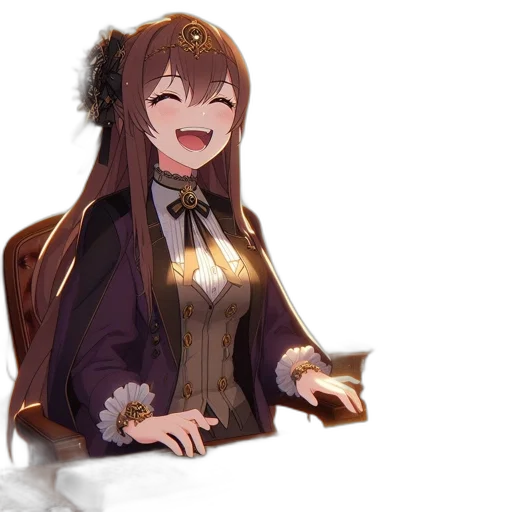 crown, dress, staff, creature, anime, pixel art, concept art, 3d render transparent PNG cut-out