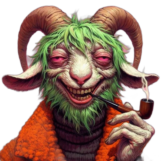 staff, concept art, fantasy art, pixel art, fantastical, goat-like, creature, human transparent PNG cut-out
