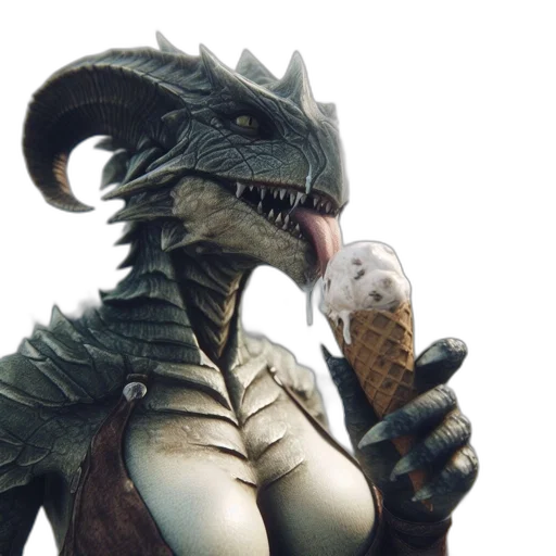 dragon, creature, food, animal, concept art, 3d render, fantasy art, anthropomorphic transparent PNG cut-out