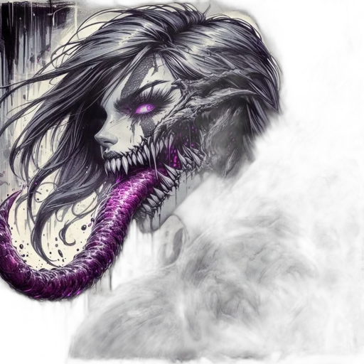 dragon, creature, hair, mask, fantasy art, concept art, watercolor, photorealistic transparent PNG cut-out