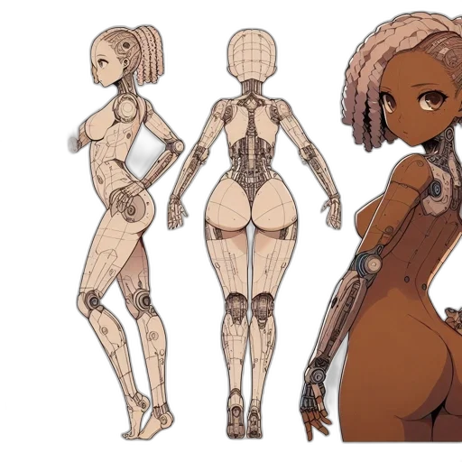 robot, dress, concept art, cyberpunk, 3d render, comic book art, earth tones, golden transparent PNG cut-out