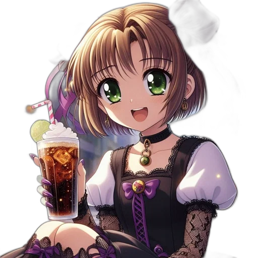 dress, staff, food, crown, anime, pixel art, cartoon, fantasy art transparent PNG cut-out