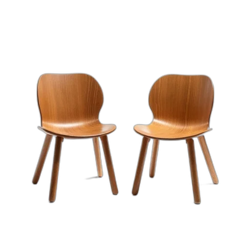furniture, 3d render, photorealistic, concept art, pair, wooden, chairs, natural transparent PNG cut-out