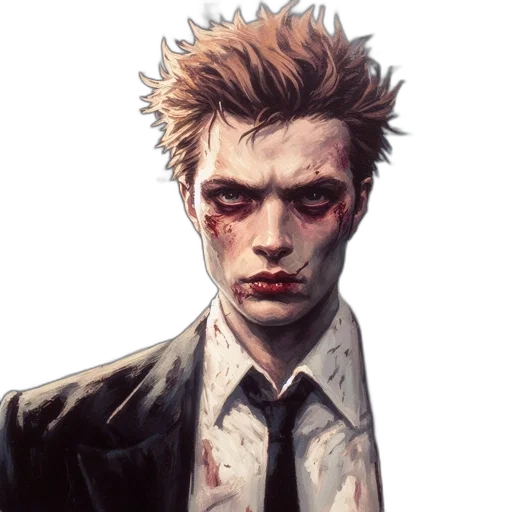 face, comic book art, concept art, photorealistic, watercolor, dark, young, man transparent PNG cut-out