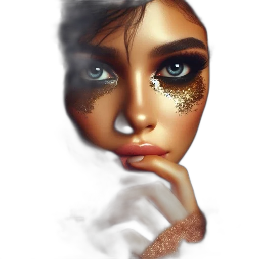 face, mask, jewelry, photorealistic, fantasy art, oil painting, concept art, fire transparent PNG cut-out