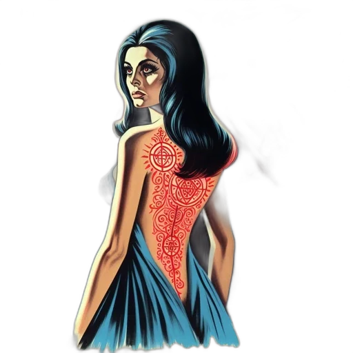 dress, jewelry, staff, fantasy art, concept art, 3d render, cartoon, vintage transparent PNG cut-out