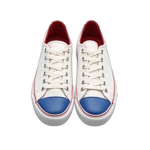 shoes, 3d render, pair, white, canvas, sneakers, red, blue transparent PNG cut-out