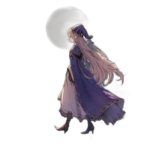 dress, staff, umbrella, creature, concept art, anime, fantasy art, pixel art transparent PNG cut-out