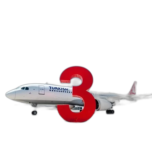 weapon, 3d render, white, turkish, airlines, passenger, jet, parked transparent PNG cut-out