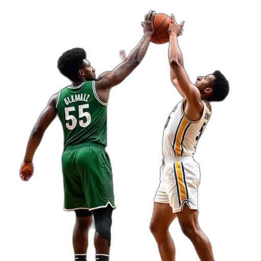 concept art, 3d render, basketball, player, green, jersey, number, attempting transparent PNG cut-out