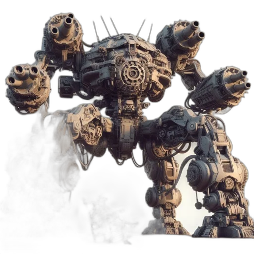 robot, weapon, concept art, 3d render, fantasy art, immense, mechanized, creature transparent PNG cut-out