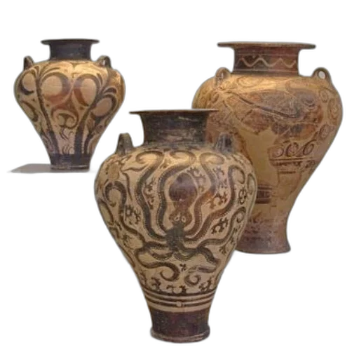 3d render, photorealistic, three, ornate, pottery, vases, intricate, designs transparent PNG cut-out