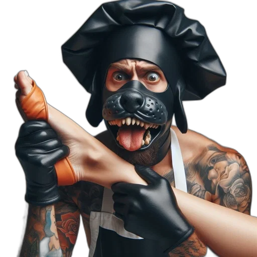 mask, face, animal, weapon, photorealistic, concept art, 3d render, person transparent PNG cut-out